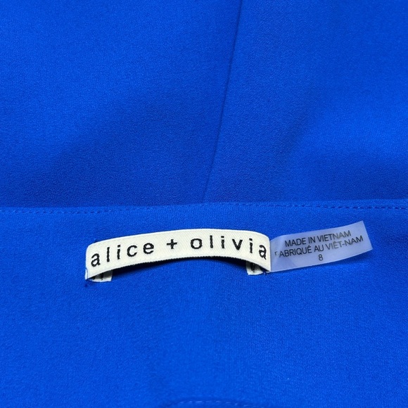 Alice + Olivia Cobalt Blue Pleated High Waist Eloise Palazzo Pants Size 8 - Picture 4 of 7